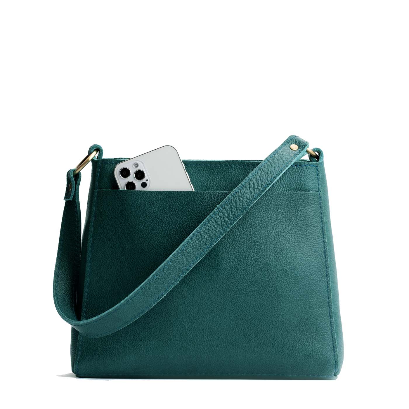 Sea Glass*Small | Triangular shoulder bag with antiqued brass finished hardware