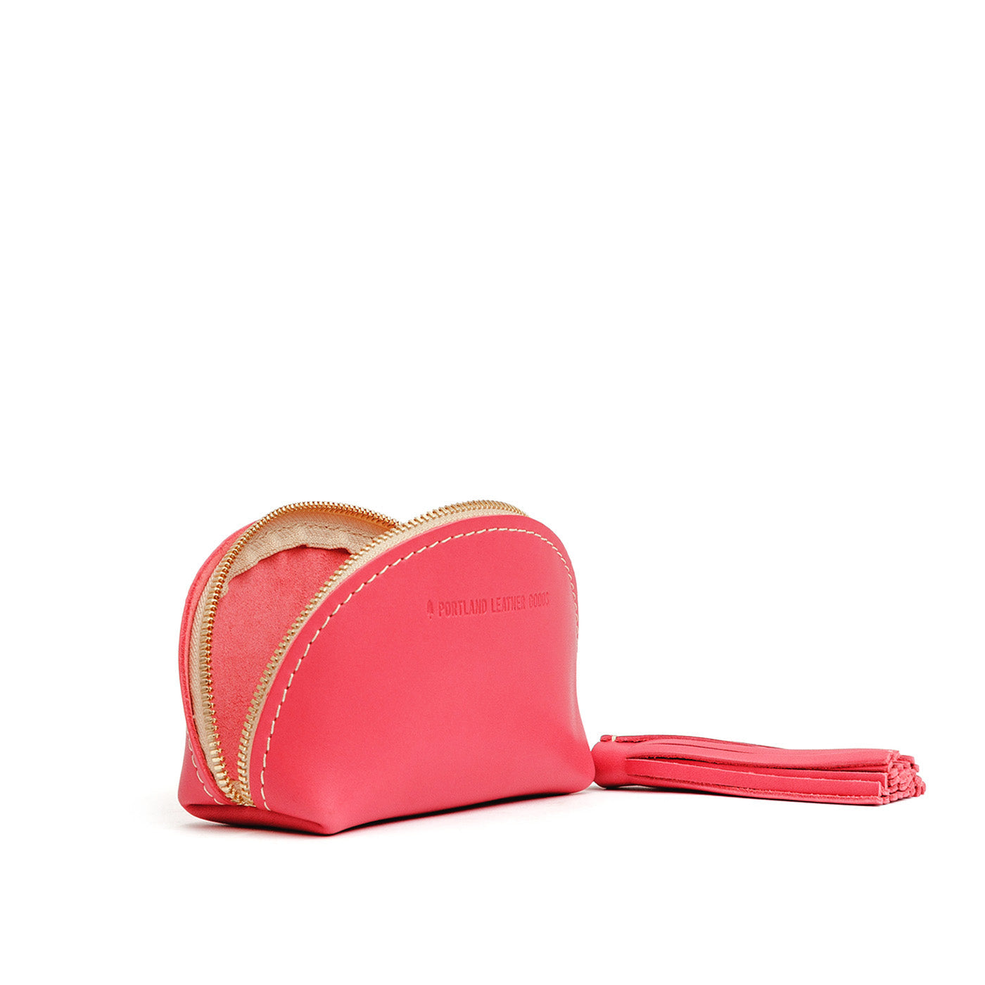 Tulip | Small leather zippered pouch with tassel