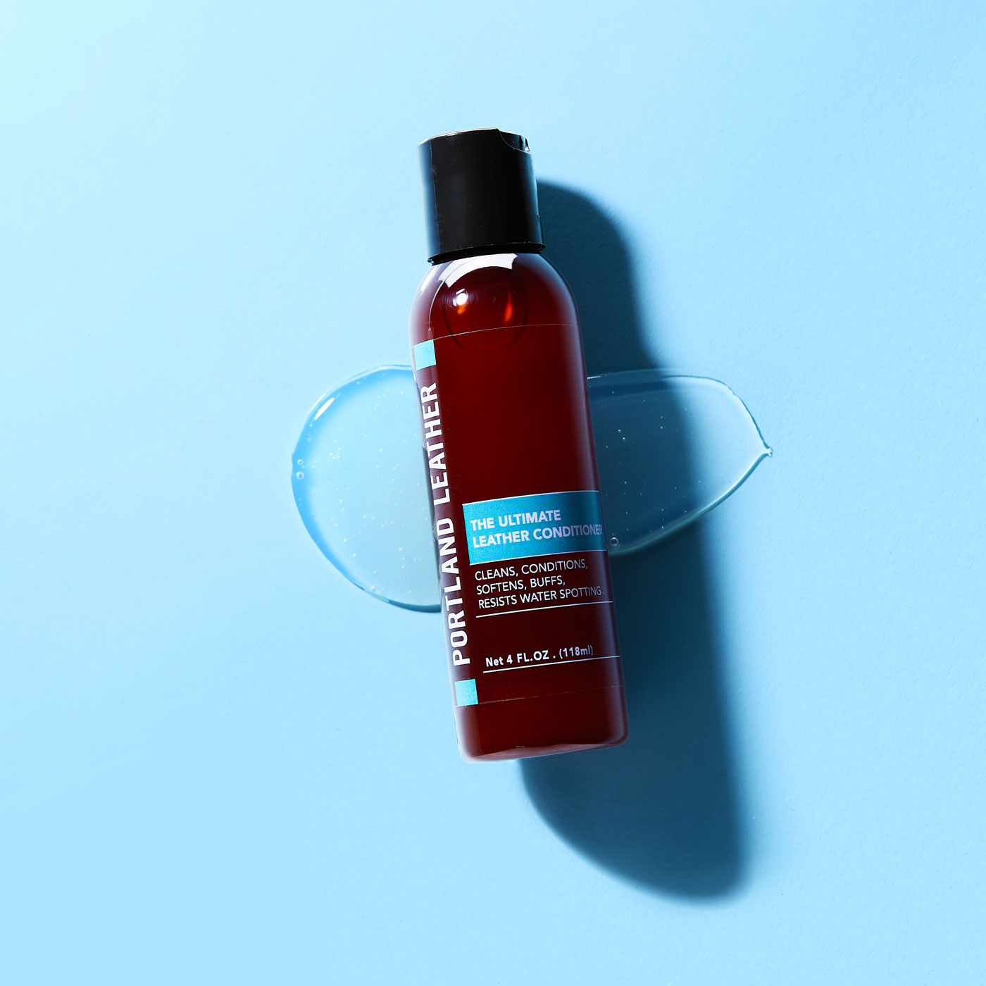 All Variants | The Ultimate Leather Conditioner bottles with squeeze disc top cap in 4oz and 8oz sizes
