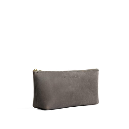 Groupie Grey | Leather utility bag pouch with top zipper