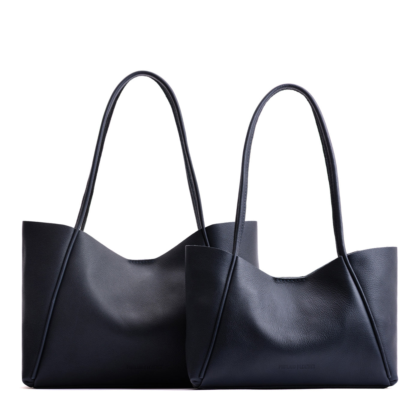 Night Owl | Side by side comparison of both sizes of wide totes