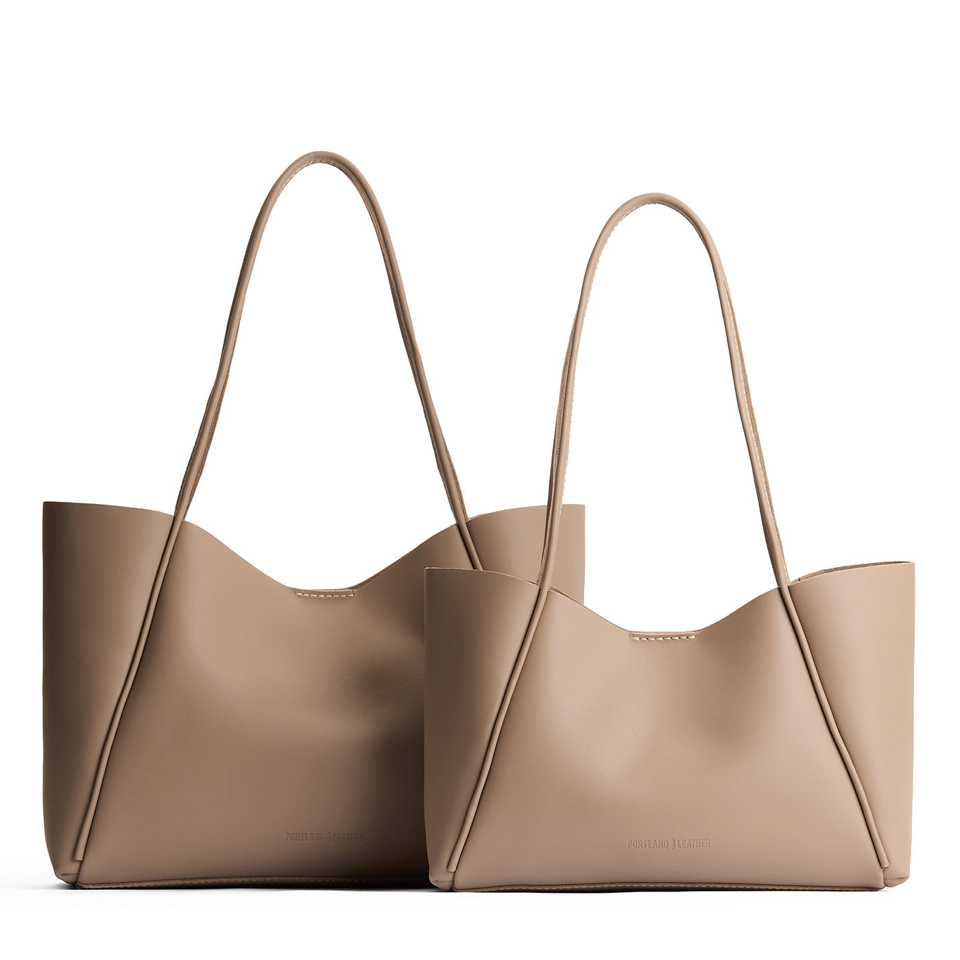 Stone | Side by side comparison of both sizes of wide totes