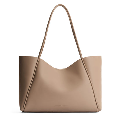 Stone*Large | Large wide tote with leather straps and snap closure