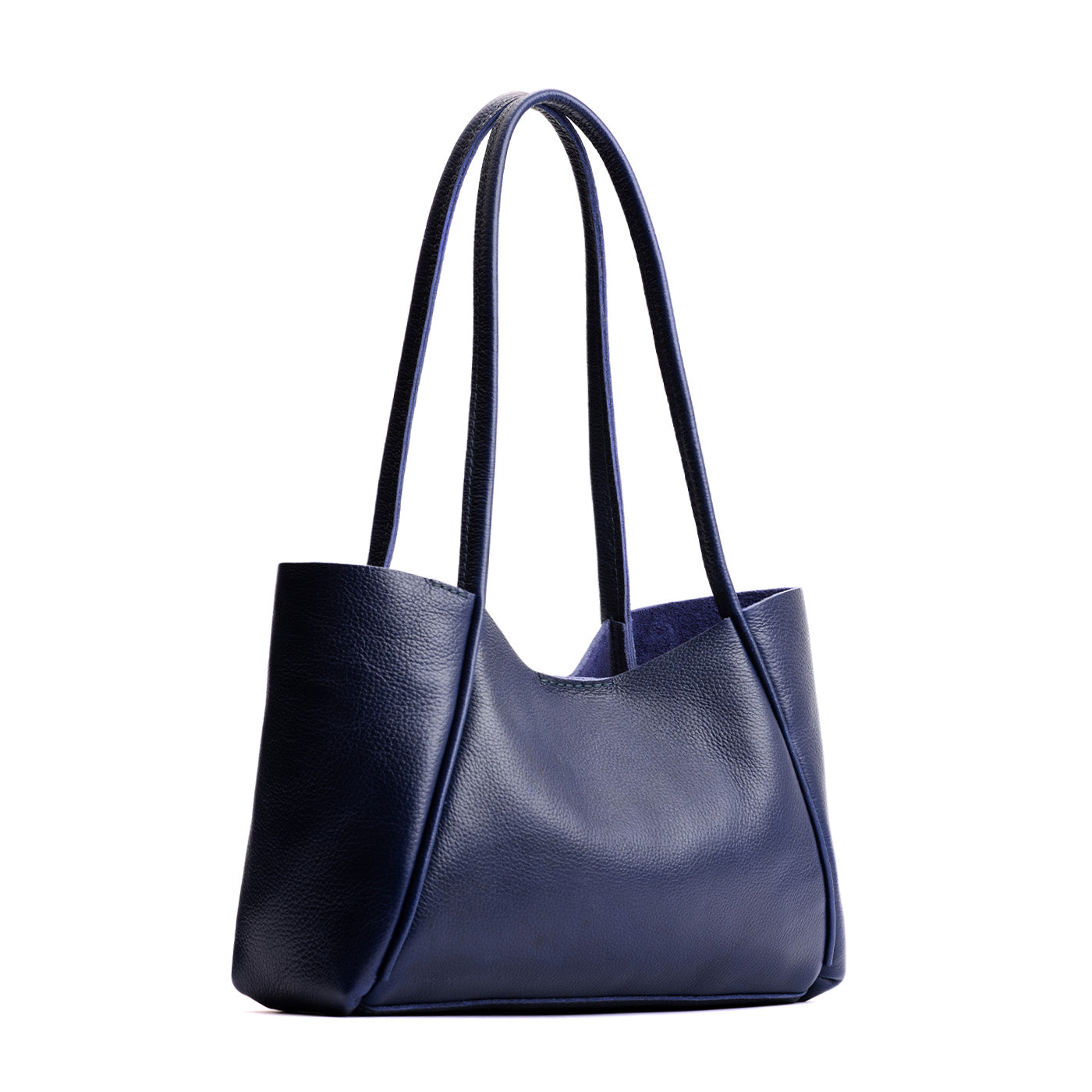 Cobalt*Medium | Wide tote with leather straps and snap closure