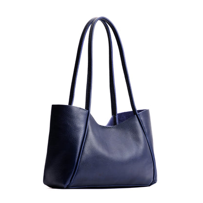 Cobalt*Medium | Wide tote with leather straps and snap closure