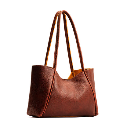 Nutmeg*Medium | Wide tote with leather straps and snap closure