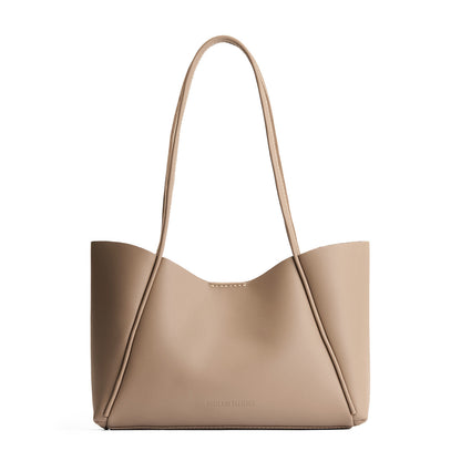 Stone*Medium | Wide tote with leather straps and snap closure