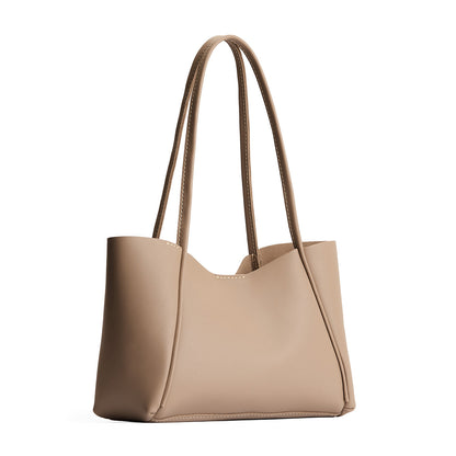 Stone*Medium | Wide tote with leather straps and snap closure