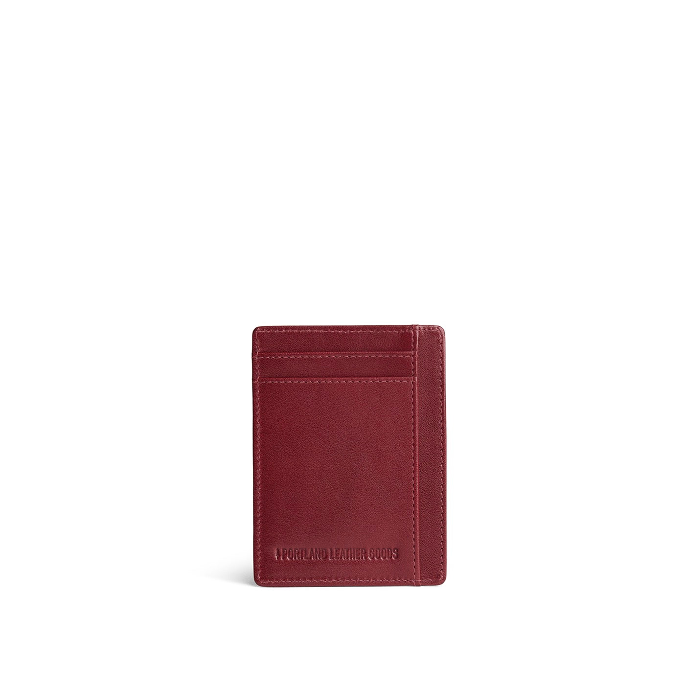 Red Rock | Vertical leather card holder on a white background