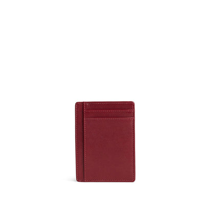 Red Rock | Vertical leather card holder on a white background