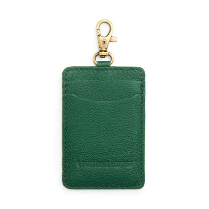 Bacalar | A leather card holder with a swivel lobster clasp on a white background