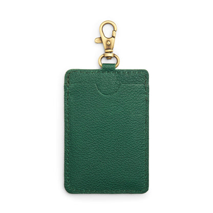Bacalar | A leather card holder with a swivel lobster clasp on a white background