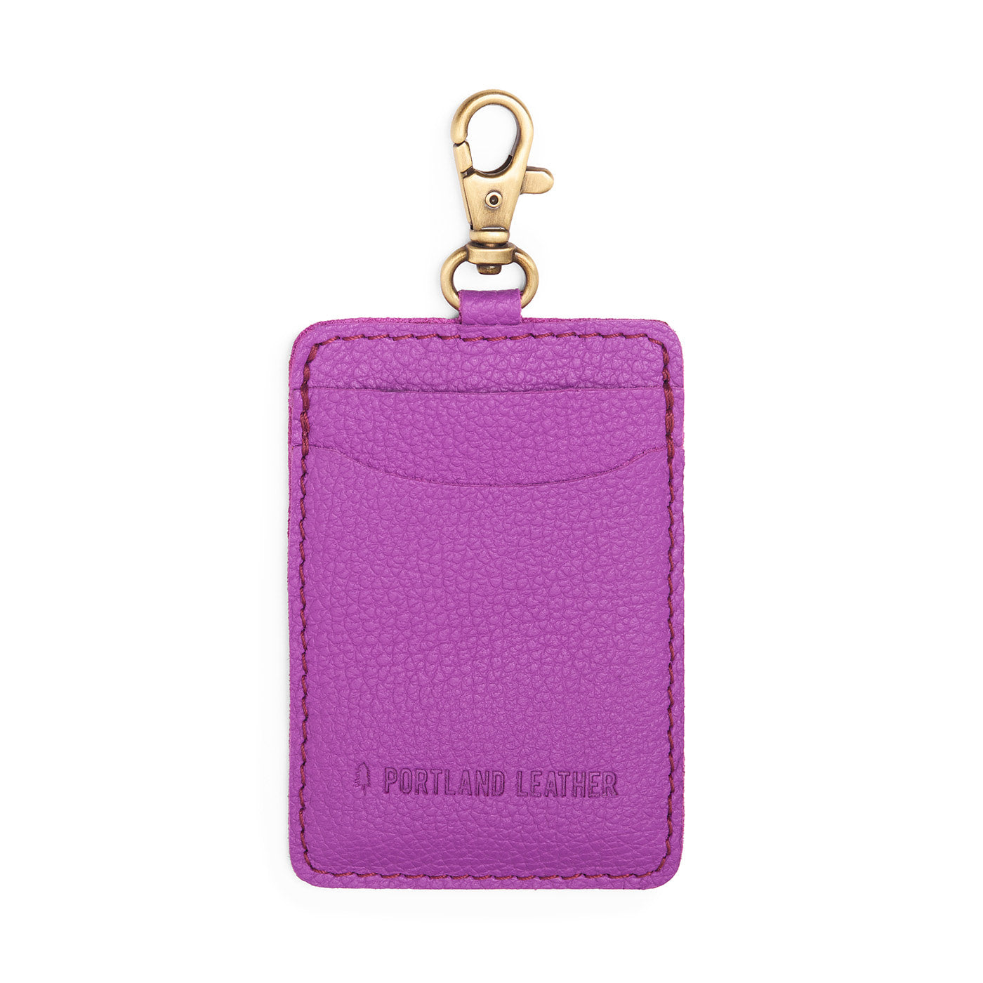 Cattleya | A leather card holder with a swivel lobster clasp on a white background