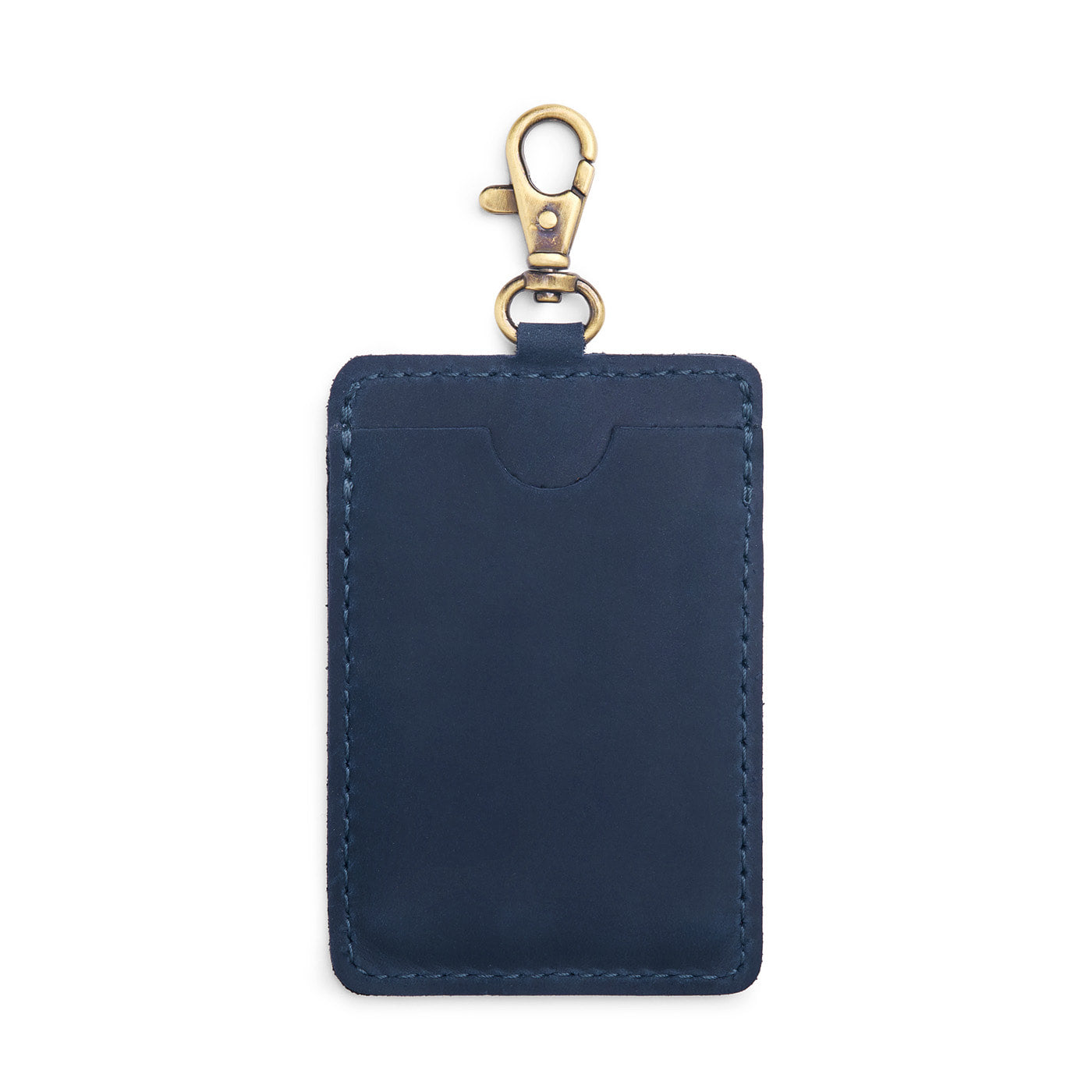 Deep Water | A leather card holder with a swivel lobster clasp on a white background
