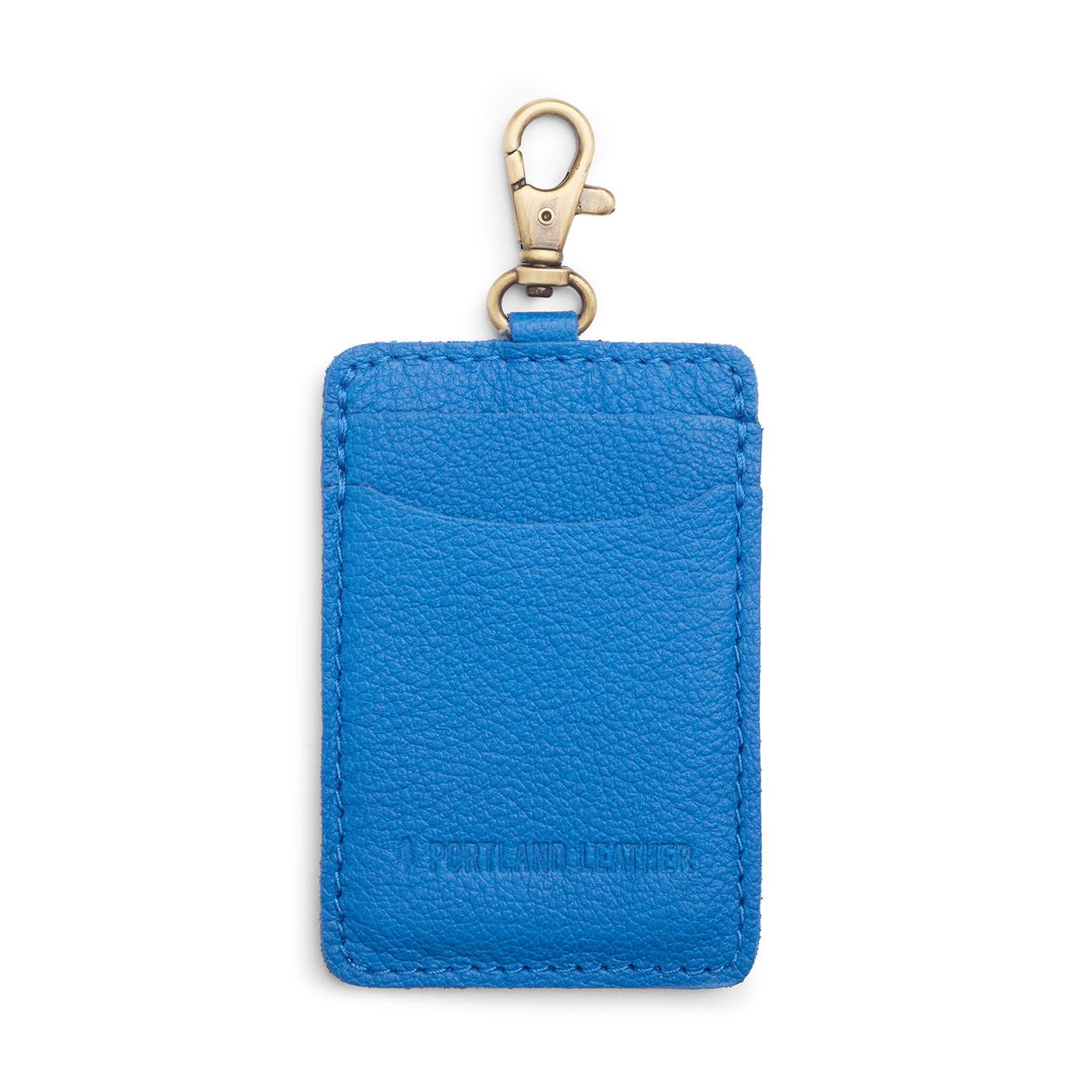 Skydive | A leather card holder with a swivel lobster clasp on a white background