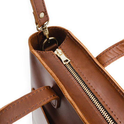 Whiskey*Zipper | Midsize crossbody tote with handles and a pocket