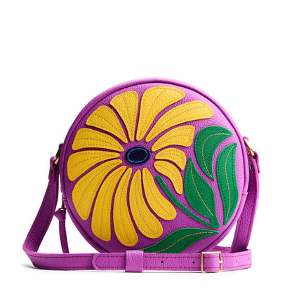 Wildflower Cattleya*Large | Circle shaped crossbody bag with embroidered flower design