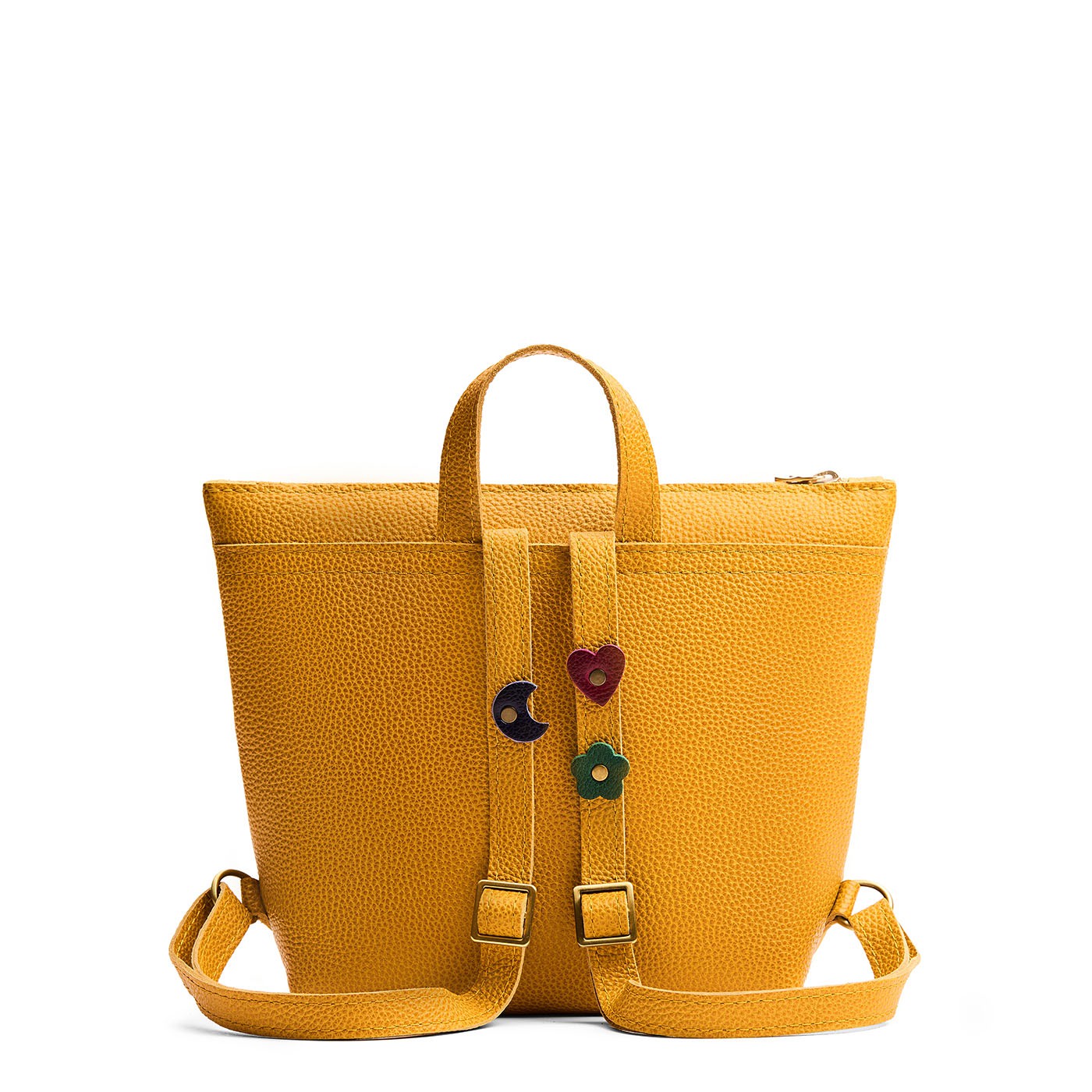 Sunshine | Petite square slim leather tote backpack with zipper closure and adjustable straps