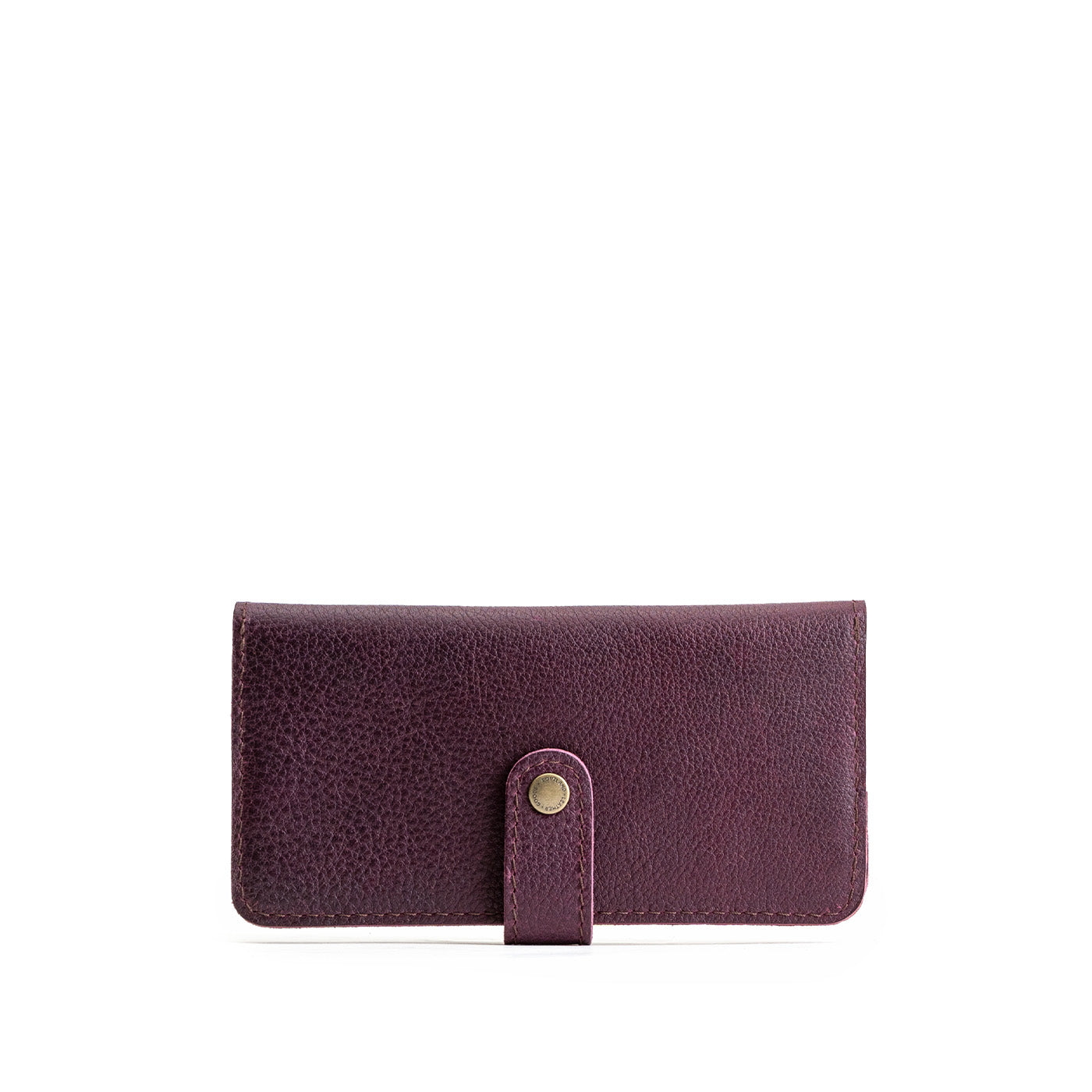 Plum | Leather wallet with snap closed