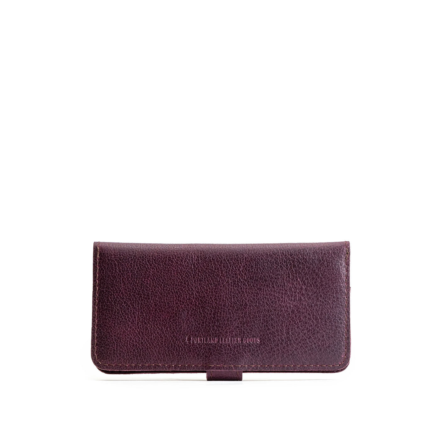 Plum | Back of leather wallet closed