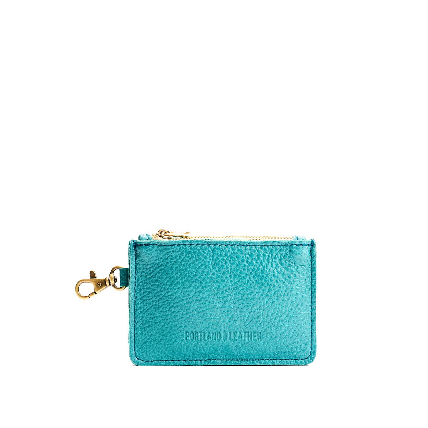 Seafoam | Leather double zip wallet with keychain clasp