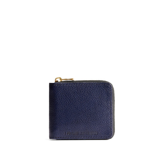 Cobalt | Small leather zippered bifold wallet