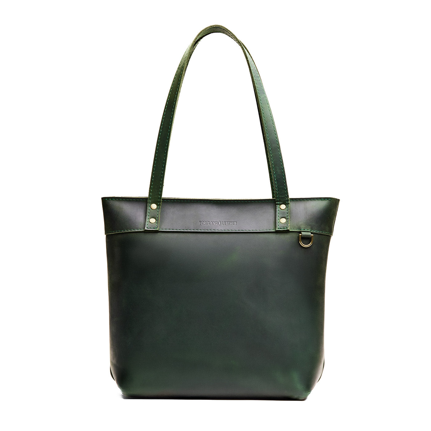 Evergreen*Medium*Zipper | Leather tote bag with riveted straps and exterior key loop