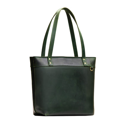 Evergreen*Medium*Zipper | Leather tote bag with riveted straps and exterior key loop