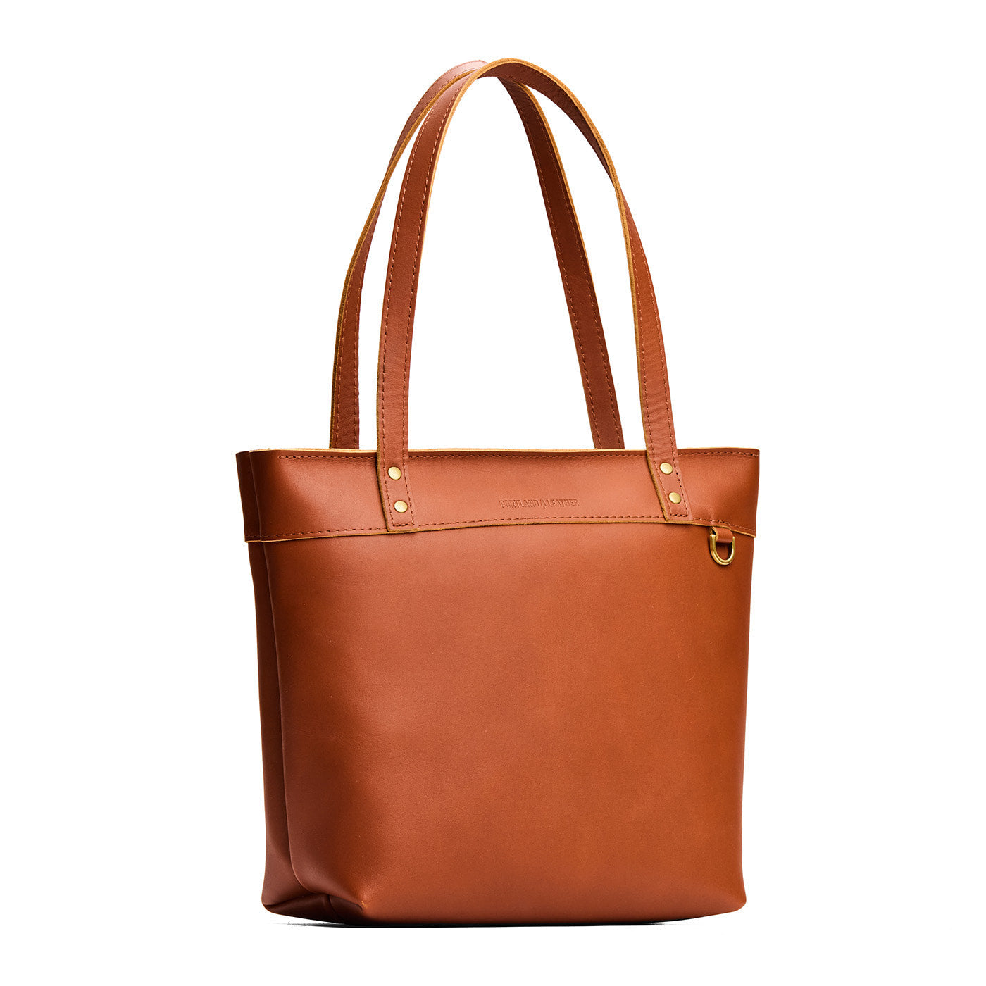 Honey*Medium*Zipper | Leather tote bag with riveted straps and exterior key loop