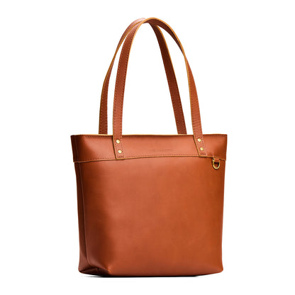 Honey*Medium*Zipper | Leather tote bag with riveted straps and exterior key loop