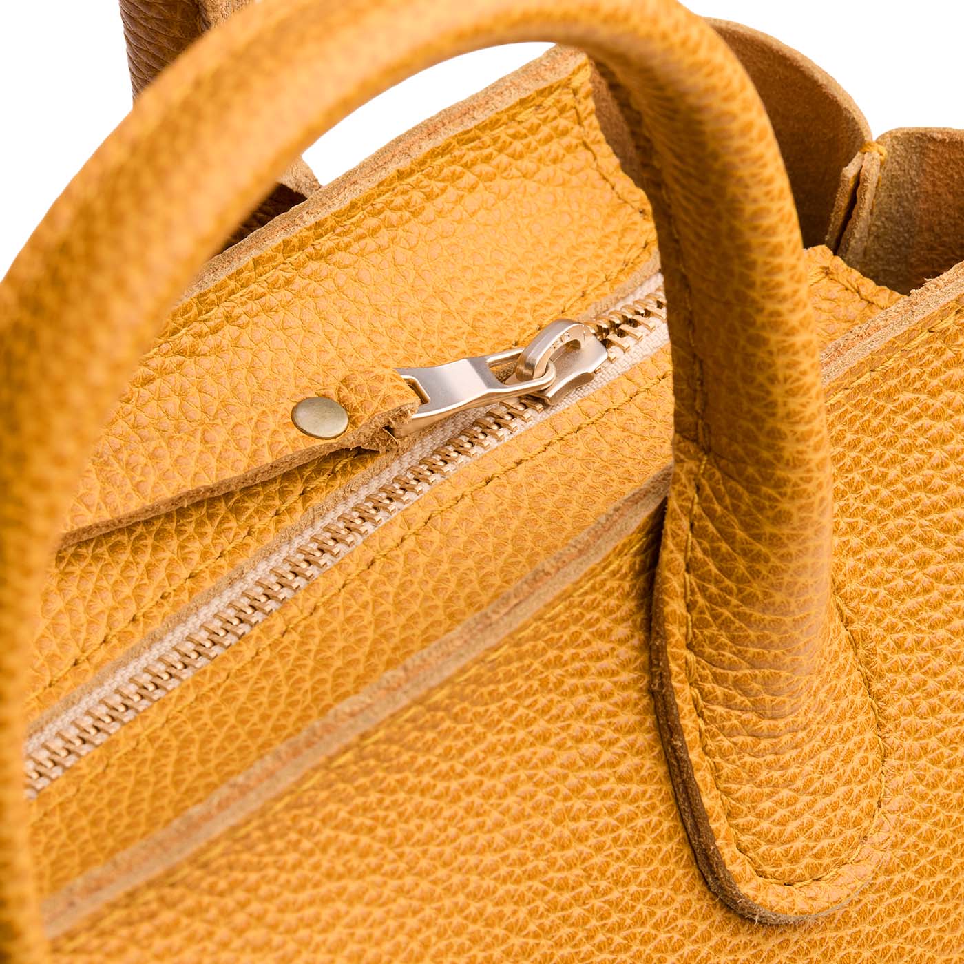 Sunshine*ANY*Zipper | Petite tote purse with structured leather handles and crossbody strap