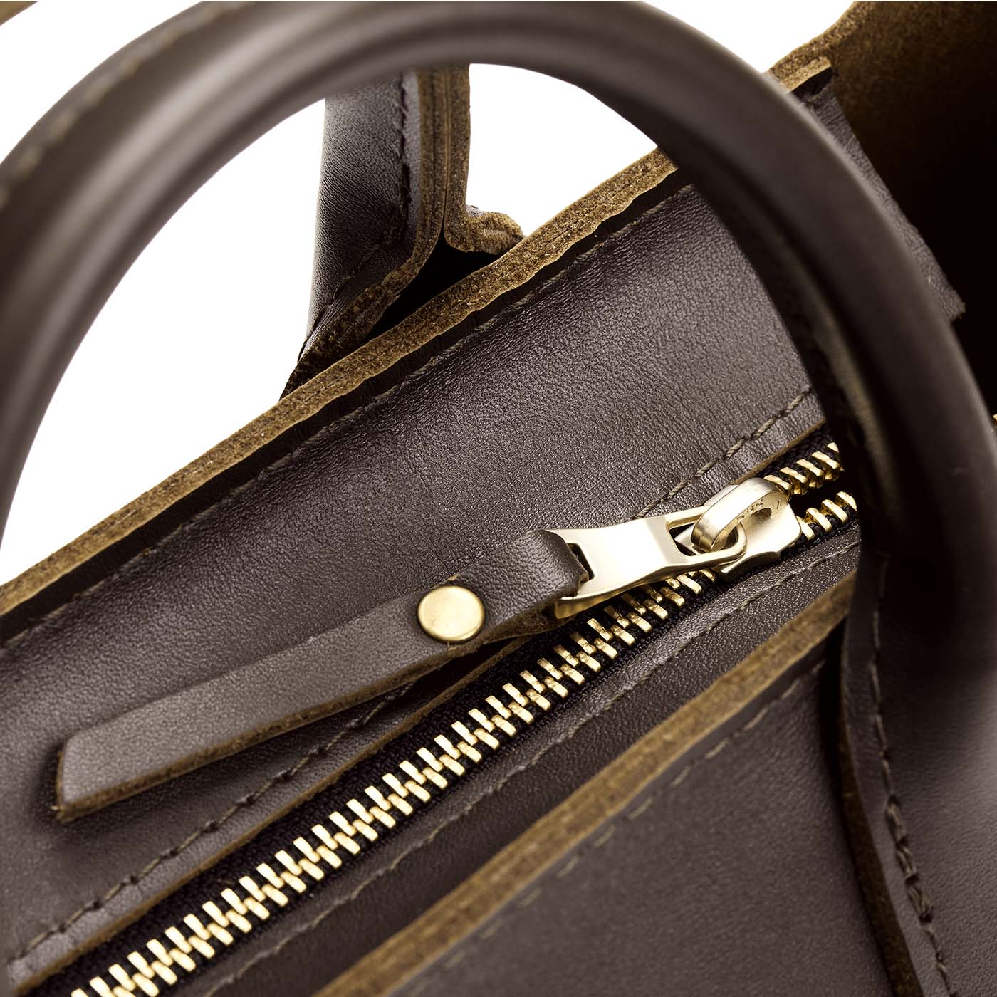 Grizzly*ANY*Zipper | Petite tote purse with structured leather handles and crossbody strap